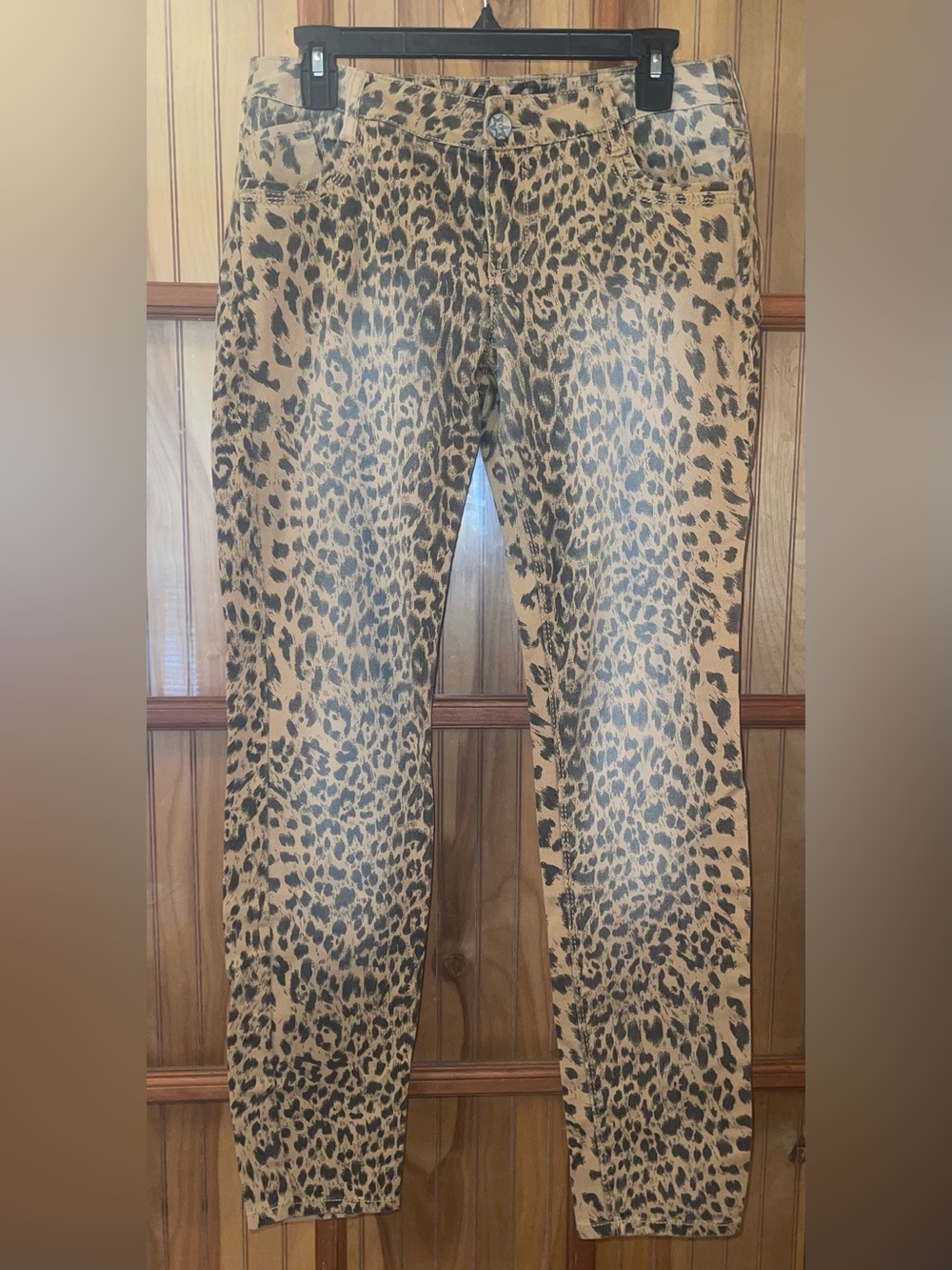Vanilla Star Leopard Print Skinny Jeans - Tan and Black